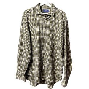 ETRO Milano Made In Italy Men's Brown Plaid Long Sleeve Shirt Size 44